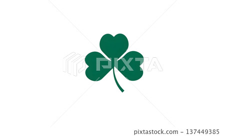 Green four leaf clover formed from four heart shapes on a clean white background. Simple lines and balanced symmetry. icons, nature themes, st. patrics day. Green four leaf clover formed from four heart shapes on a clean white background. Simple lines and balanced symmetry. icons, nature themes, st. patrics day. 137449385