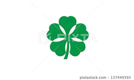 Minimalist Leaf Clover Logo Design. Green Shamrock Icon on White Background for Sports Team or Brand Identity. st patrick Day symbol. 137449393