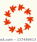 Round frame of red maple leaves 137449413