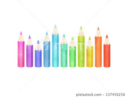 色彩鮮豔的水彩風格色鉛筆插畫 137450258
