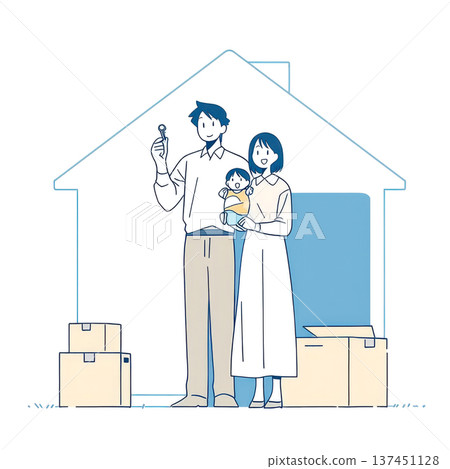 一家人搬進了一棟新建的房子 137451128