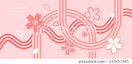 Geometric Abstract Cherry Blossom Flower Circle Spring Background 137451345