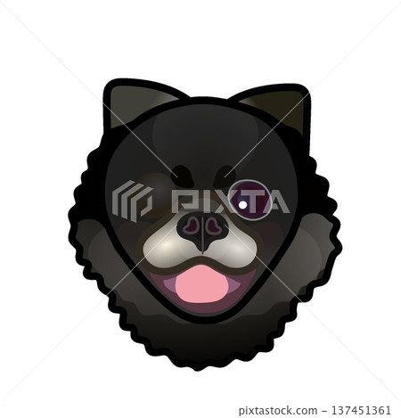 黑色博美犬臉部插圖 黑色博美犬臉部插圖 137451361