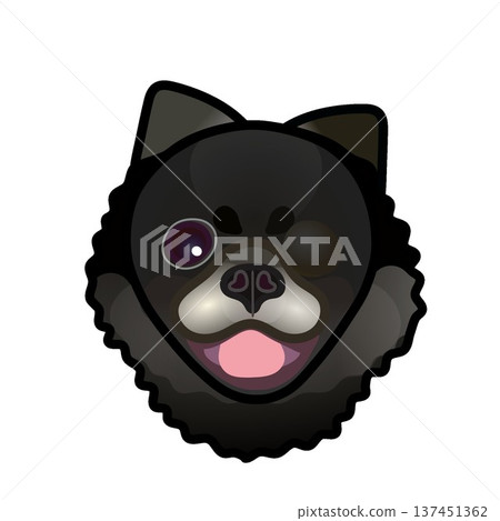 黑色博美犬臉部插圖 黑色博美犬臉部插圖 137451362