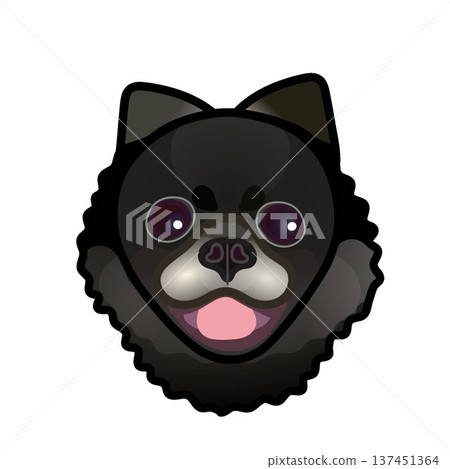 黑色博美犬臉部插圖 黑色博美犬臉部插圖 137451364