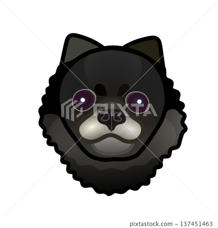 黑色博美犬臉部插圖 黑色博美犬臉部插圖 137451463