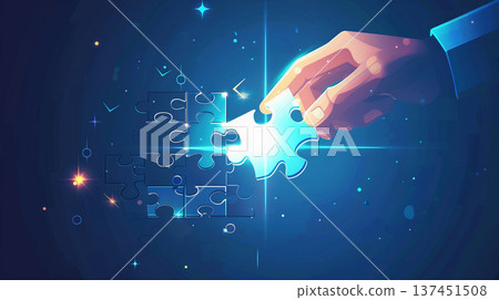 解決問題的拼圖插圖素材 137451508
