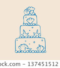 Charming line sketch with mediterranean wedding cake 137451512