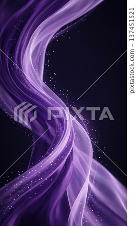 Abstract elegant lavender purple flowing silk wave background with glowing particles Abstract elegant lavender purple flowing silk wave background with glowing particles 137451521