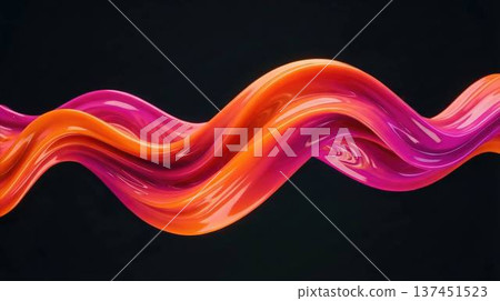 Dynamic orange and magenta liquid flow abstract background with glossy finish Dynamic orange and magenta liquid flow abstract background with glossy finish 137451523