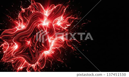 Dramatic abstract red energy light flare with organic flowing lines on black Dramatic abstract red energy light flare with organic flowing lines on black 137451530