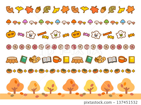 適合秋天的可愛線條插畫 | 字母和印刷裝飾 137451532