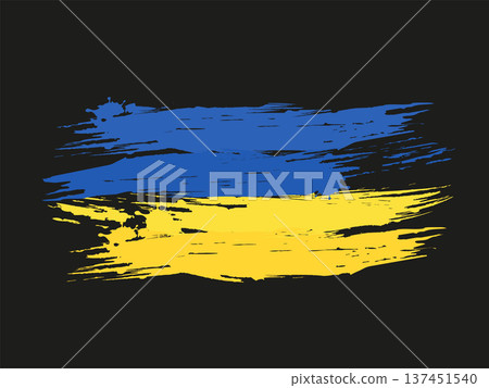 Isolated design component, illustration of the Ukrainian flag in grunge style 137451540