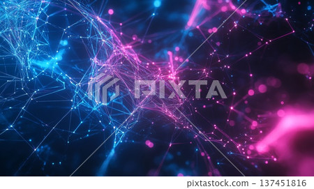 Intricate Network of Connected Lines and Dots Representing Modern Digital Communication and Information Flow 137451816
