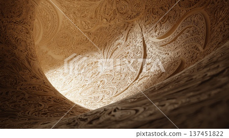 Beautifully patterned ceramic bowl filled with vibrant fruits displayed on a rustic wooden table. 137451822