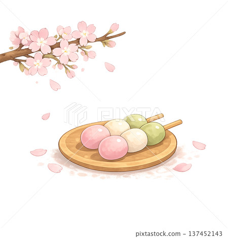 櫻花，賞櫻插畫素材 137452143