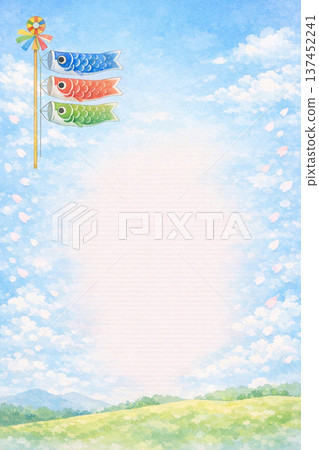 Carp streaming dancing in the blue sky Carp streaming dancing in the blue sky 137452241