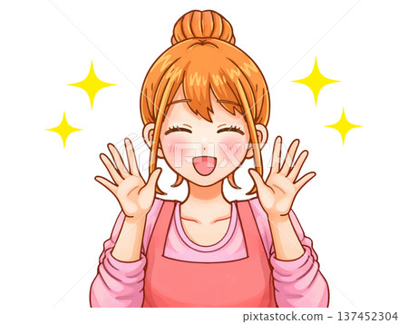 插畫:一位家庭主婦展示她美麗的雙手 插畫:一位家庭主婦展示她美麗的雙手 137452304