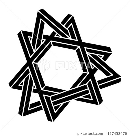 Impossible shape logo design, optical illusion object. Optical art figure. Sacred geometry. Impossible shape logo design, optical illusion object. Optical art figure. Sacred geometry. 137452476