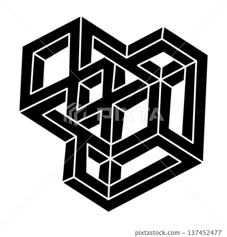 Impossible shape logo design, optical illusion object. Optical art figure. Sacred geometry. Impossible shape logo design, optical illusion object. Optical art figure. Sacred geometry. 137452477