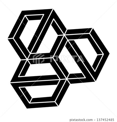 Impossible shape logo design, optical illusion object. Optical art figure. Unreal geometry. Impossible shape logo design, optical illusion object. Optical art figure. Unreal geometry. 137452485