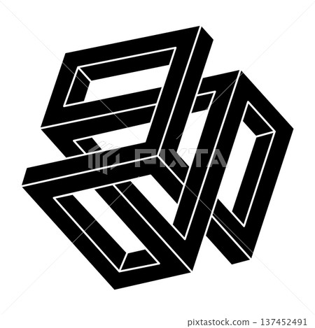 Impossible object. Optical art. Unreal geometric shape. Optical illusion figure.  137452491