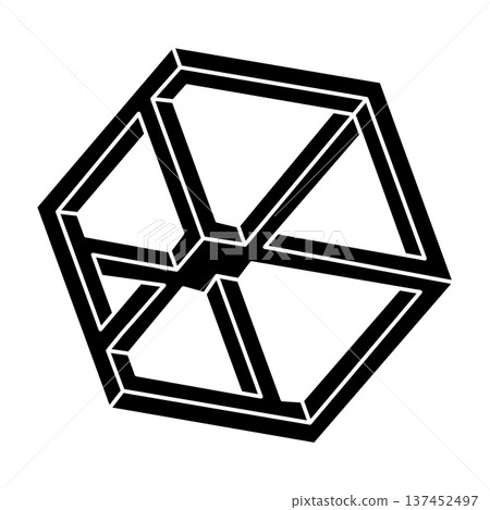 Optical illusion object, impossible figure, optical art shape. Unreal geometry.  137452497
