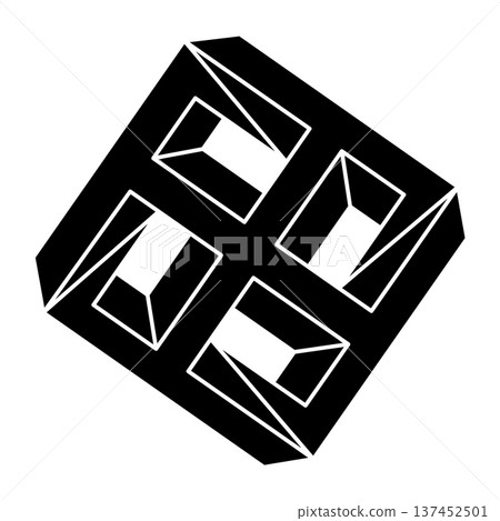 Impossible figure. Line design. Optical illusion object. Optical art shape. Impossible figure. Line design. Optical illusion object. Optical art shape. 137452501