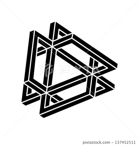 Impossible optical illusion shape. Optical art object. Impossible figure. Sacred geometry. Impossible optical illusion shape. Optical art object. Impossible figure. Sacred geometry. 137452511