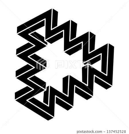 Impossible optical illusion shape. Optical art object. Impossible figure. Geometry.  137452528