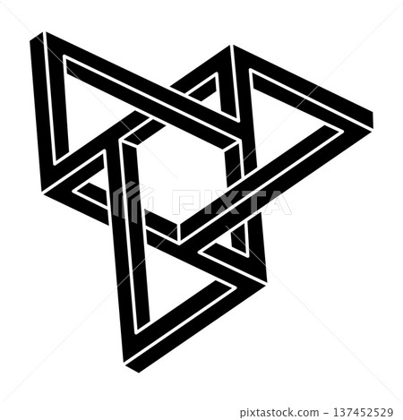 Impossible shape. Sacred geometry figure. Optical illusion. Abstract eternal geometric object.  137452529