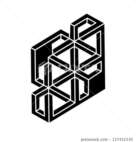 Impossible optical illusion shape. Optical art object. Impossible figure. Unreal geometry.  137452530