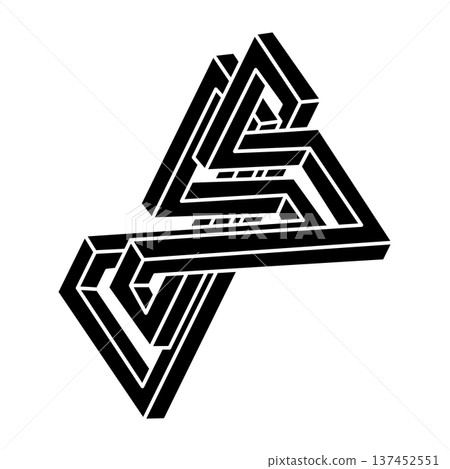 Geometry figure. Impossible optical illusion shape. Optical art object. Geometry figure. Impossible optical illusion shape. Optical art object. 137452551