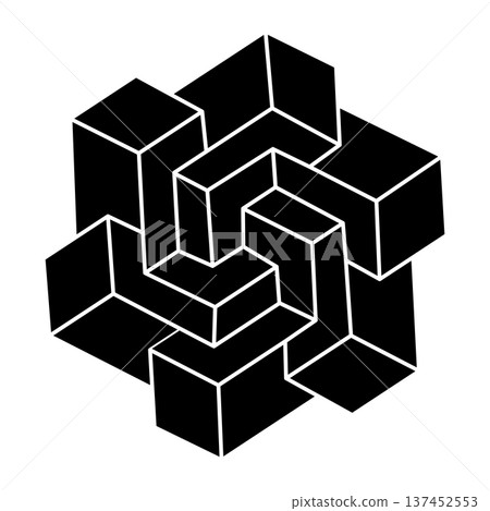 Impossible shape. Web design element. Optical illusion object. Geometric figure.  137452553