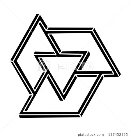 Optical illusion shape. Impossible object. Optical art figure. Sacred geometry.  137452555