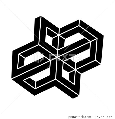 Impossible shape logo design, optical illusion object. Optical art figure. Sacred geometry. Impossible shape logo design, optical illusion object. Optical art figure. Sacred geometry. 137452556