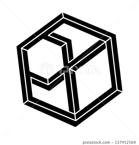 Impossible hexagon. Geometric figure. Impossible shape. Optical illusion object. Optical art. Impossible hexagon. Geometric figure. Impossible shape. Optical illusion object. Optical art. 137452569