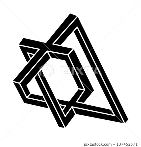 Impossible object. Line geometric shape. Optical illusion figure. Impossible object. Line geometric shape. Optical illusion figure. 137452571