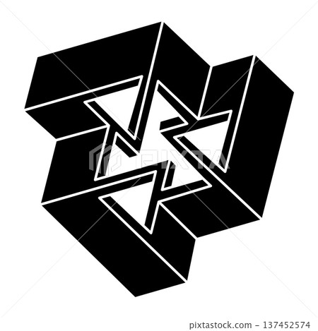 Impossible optical illusion shape. Optical art object. Sacred geometry figure. Impossible optical illusion shape. Optical art object. Sacred geometry figure. 137452574