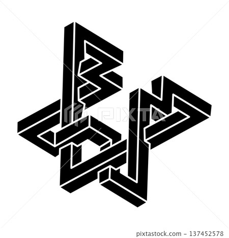 Impossible shape logo design, optical illusion object. Optical art. Geometry figure. Impossible shape logo design, optical illusion object. Optical art. Geometry figure. 137452578