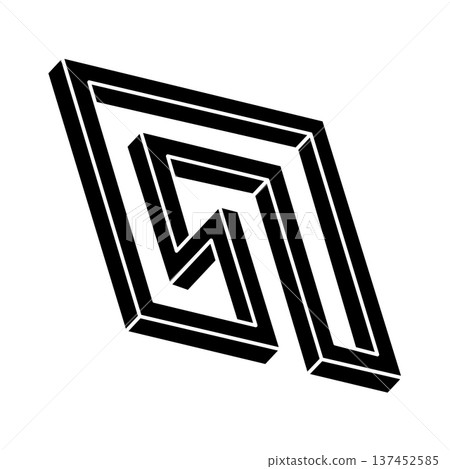 Impossible object. Unreal geometric shape. Optical illusion figure. Optical art. Impossible object. Unreal geometric shape. Optical illusion figure. Optical art. 137452585