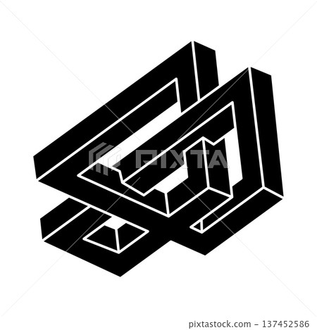 Impossible optical illusion shape. Optical art object. Impossible figure. Sacred geometry.  137452586