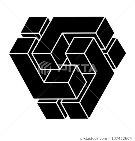 Impossible shape. Geometric figure. Web design element. Optical illusion object. Impossible shape. Geometric figure. Web design element. Optical illusion object. 137452604