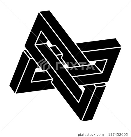 Impossible optical illusion shape. Optical art object. Impossible figure. Sacred geometry. Impossible optical illusion shape. Optical art object. Impossible figure. Sacred geometry. 137452605