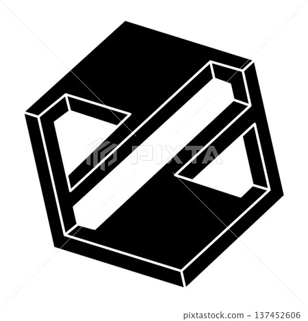 Impossible shape. Web design element. Optical illusion object. Geometric figure. Optical art. Impossible shape. Web design element. Optical illusion object. Geometric figure. Optical art. 137452606
