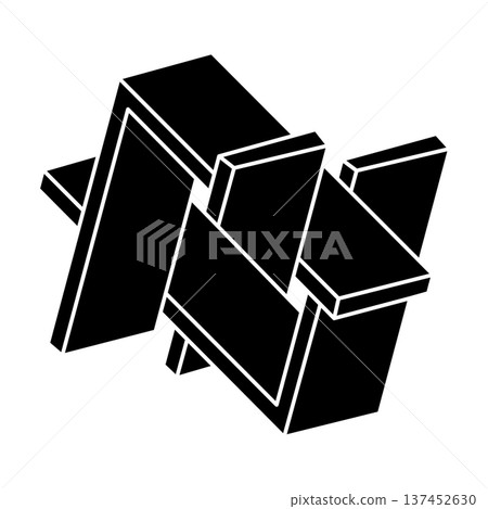 Unreal geometric figure. Impossible optical illusion shape. Optical art object.  137452630