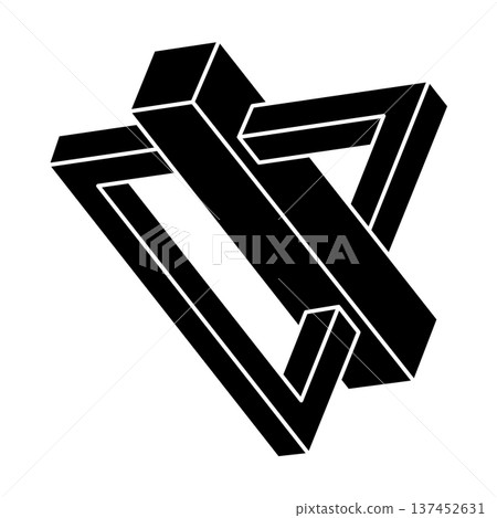Impossible shape. Unreal geometric figure. Isolated on a white background. Vector illustration. Optical illusion object. Optical art. Impossible shape. Unreal geometric figure. Isolated on a white background. Vector illustration. Optical illusion object. Optical art. 137452631