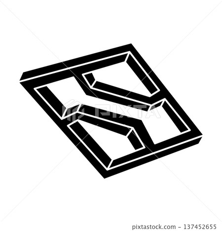 Optical illusion shape. Impossible object. Optical art figure. Unreal geometry.  137452655