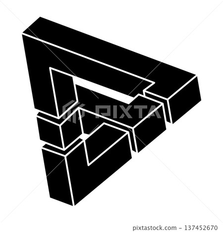 Impossible shape. Optical art. Isolated on a white background. Vector illustration. Optical illusion object. Geometric figure.  137452670