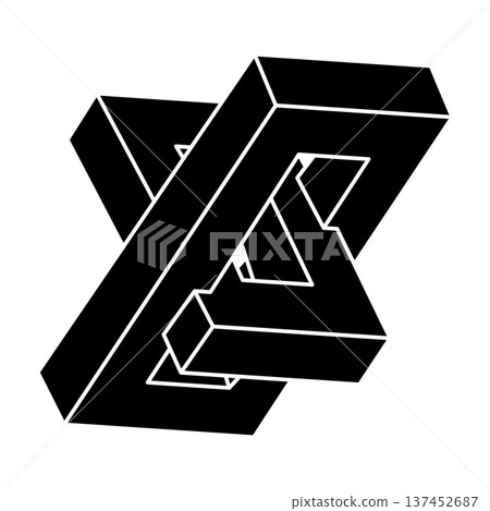 Impossible optical illusion shape. Optical art object. Sacred geometry figure. Impossible optical illusion shape. Optical art object. Sacred geometry figure. 137452687